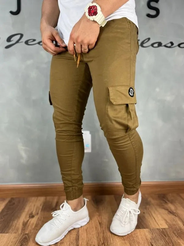 Calça Jogger Premium Cargo Cor Marron Marrom