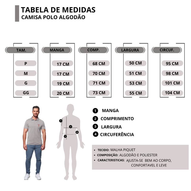 Kit 2 Camisetas Polo Masculina Casual 100% Algodão