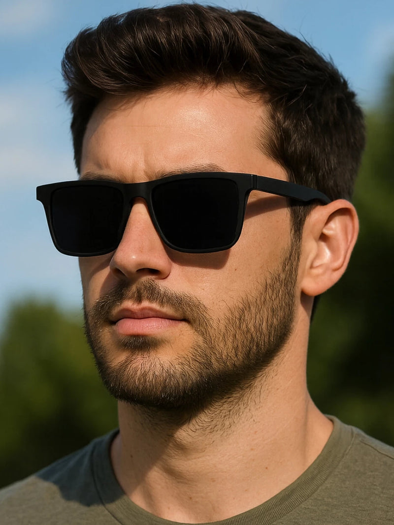 Óculos Napole Unissex Quadrado Preto Fosco