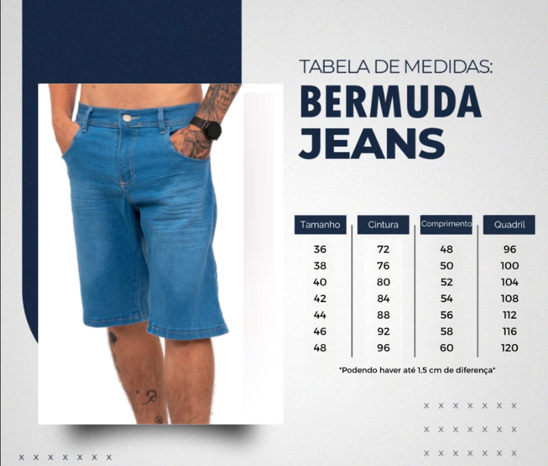 Kit 3 Bermudas Jeans Masculina Lycra Elastano