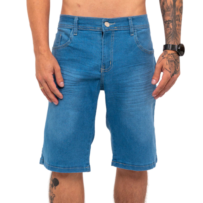 Kit 3 Bermudas Jeans Masculina Lycra Elastano