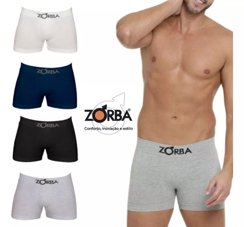 Kit 10 Cuecas Boxer Zorba de Algodão Sem Costura Original